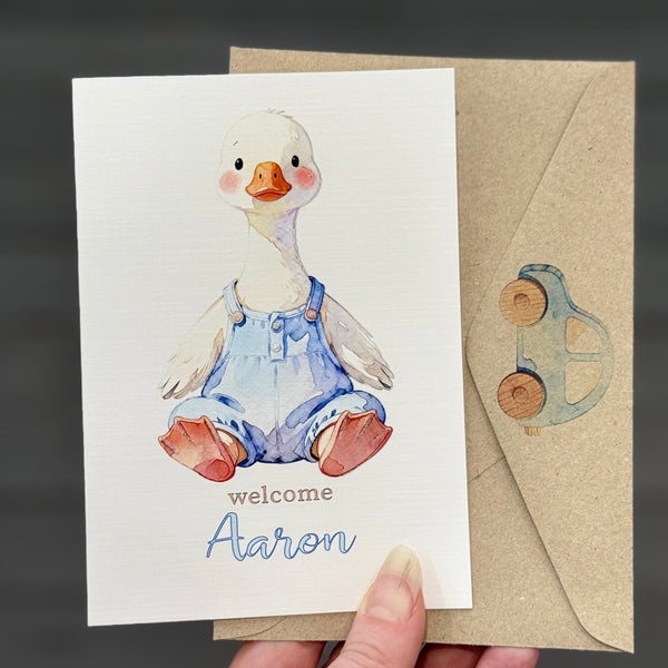 Welcome Baby boy - New Baby Card - Personalised option