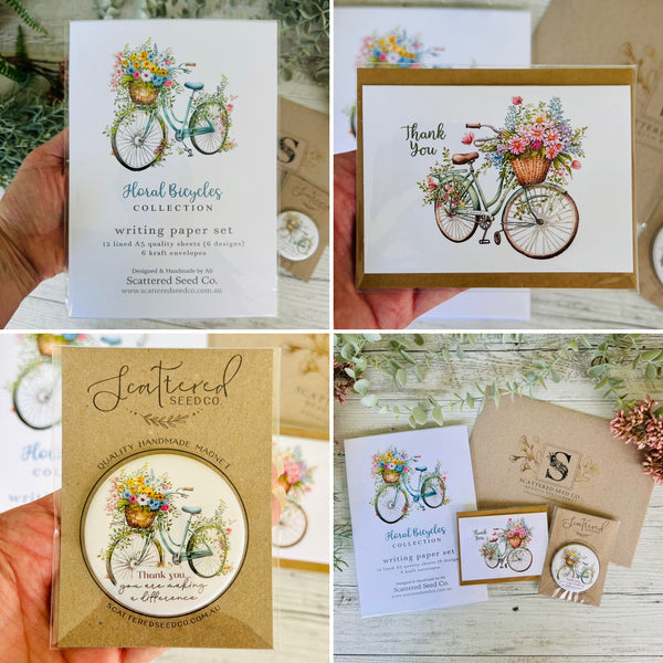 Teacher’s Appreciation Gift Floral Bicycles Stationery gift set