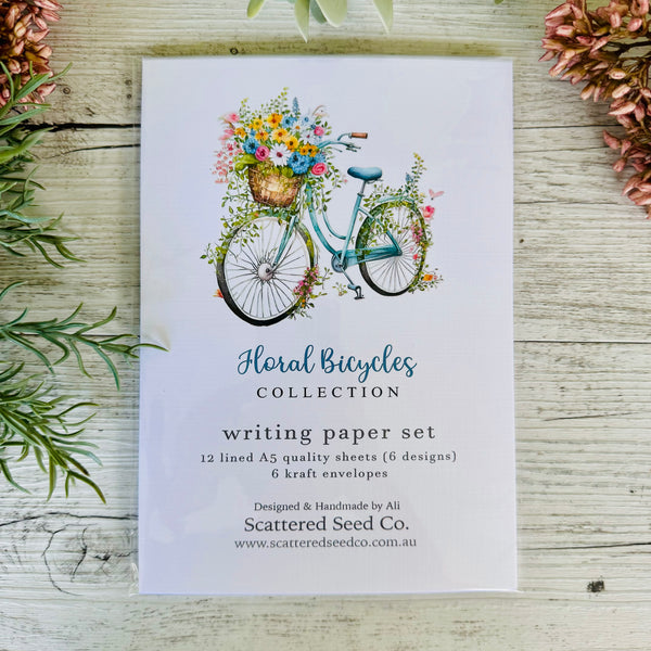 Floral Bicycles Writing Paper Set (Non-Personalised)