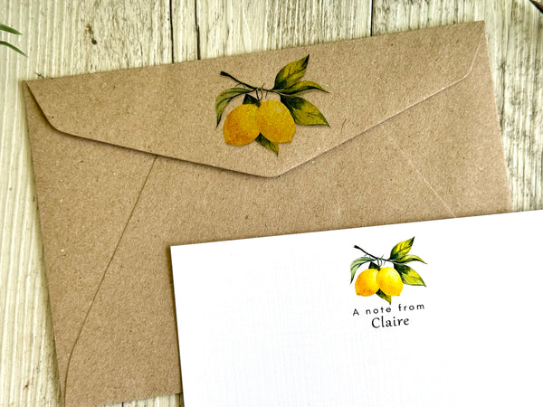 LEMON Personalised Flat Notecards Set Of 10