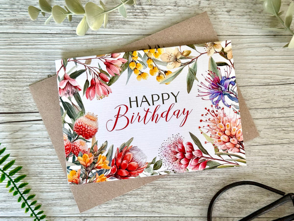 Australian Native Florals Birthday Card