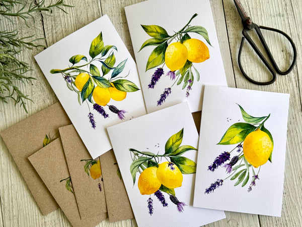 LEMON & LAVENDER cards set of 4