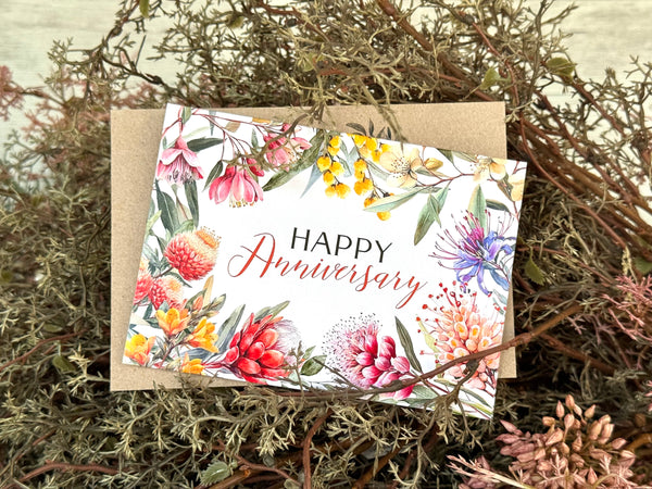 Australian Native Florals Anniversary Card