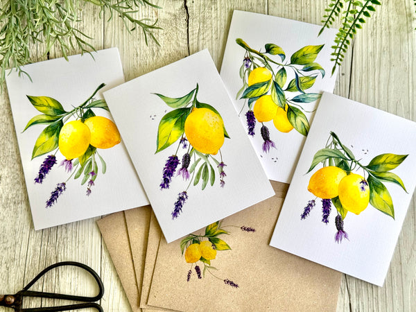 LEMON & LAVENDER cards set of 4