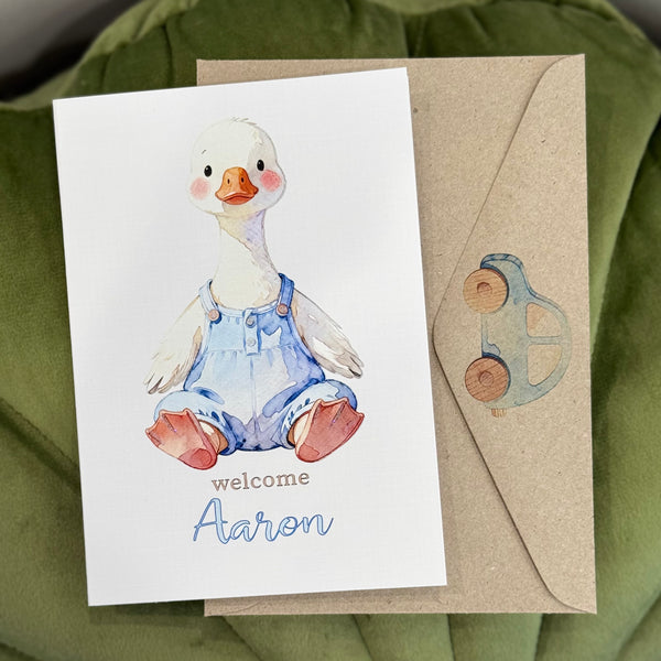 Welcome Baby boy - New Baby Card - Personalised option