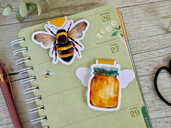 Sunflower and Bee & Honey MAGNETIC BOOKMARKS