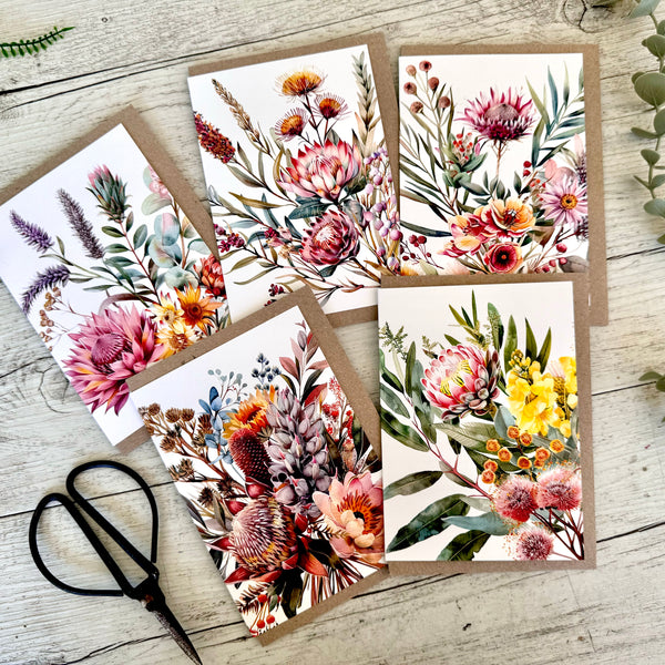 Boxed Card Gift set of 10 - Australian Florals blank cards set