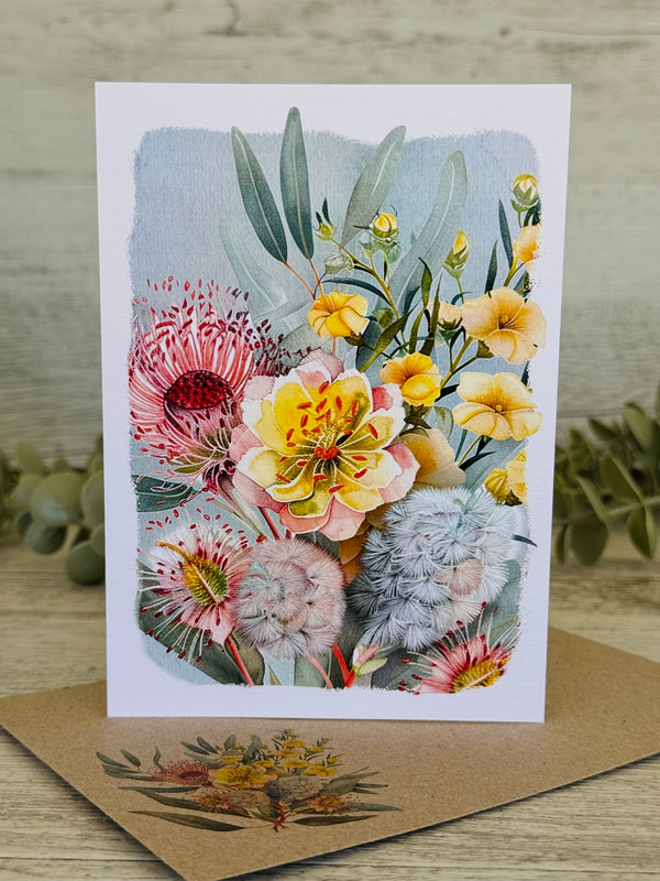 AUSTRALIAN FLORALS with borders Blank cards set of 4