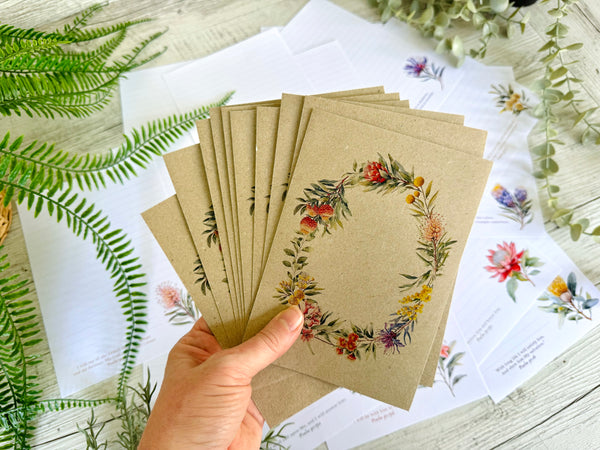 AUSTRALIAN Floral Psalm 91 Writing set 20 pages 10 envelopes