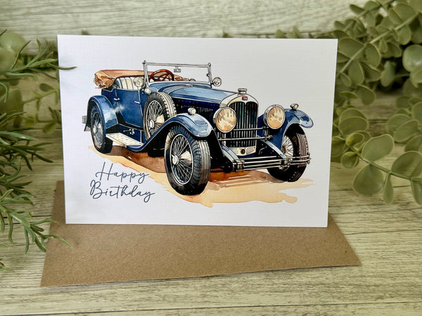 VINTAGE CLASSIC CAR Happy Birthday Card