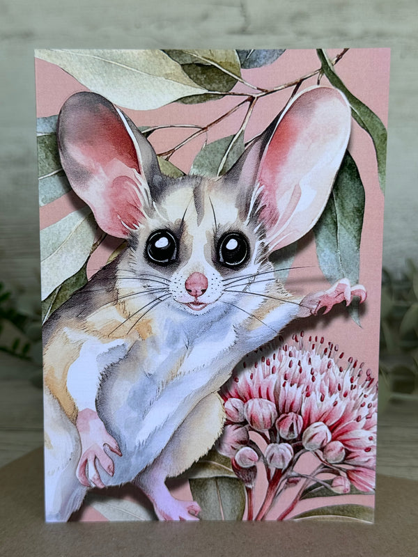 Australian Glider Native Florals greeting card