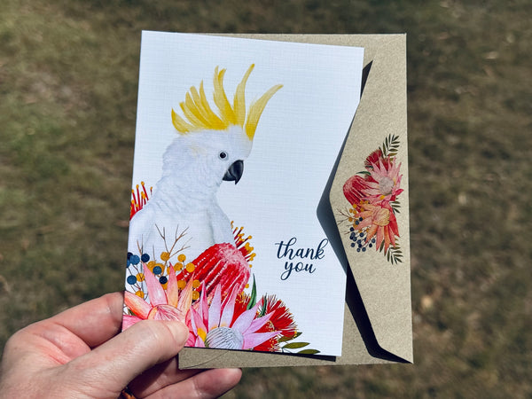 SULPHUR Crested Cockatoo Thank You Cards