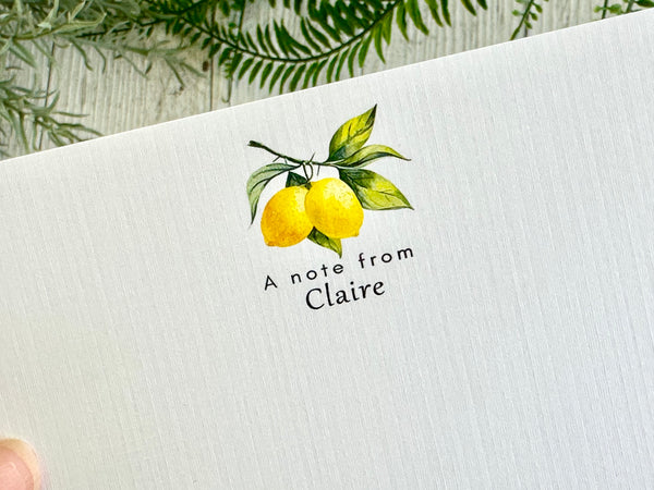 LEMON Personalised Flat Notecards Set Of 10