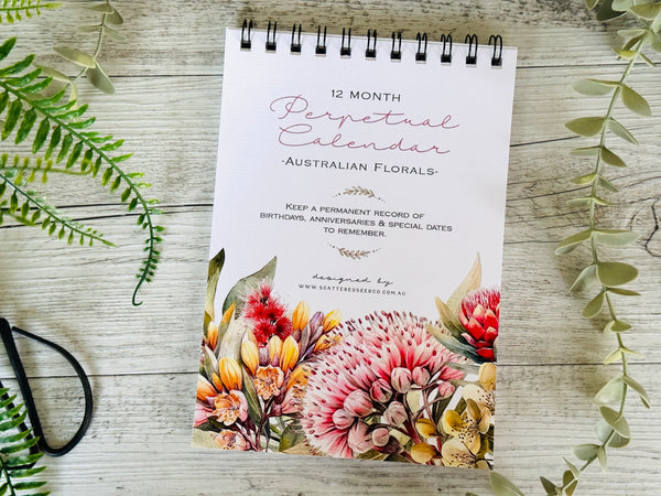 Australian Florals Perpetual Calendar - Birthday Record book