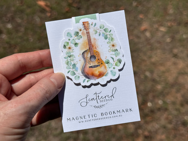 Floral acoustic guitar MAGNETIC BOOKMARK