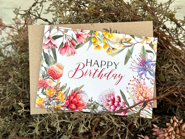 Australian Native Florals Birthday Card