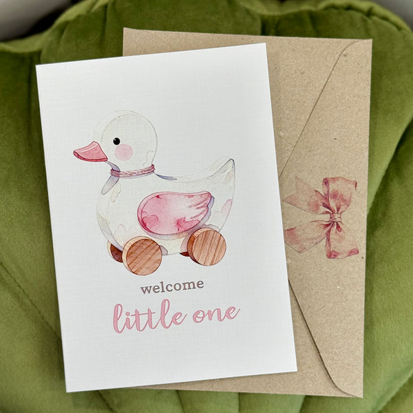 Welcome Baby girl - New Baby Card - Personalised option