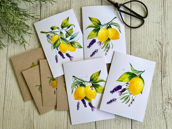 LEMON & LAVENDER cards set of 4