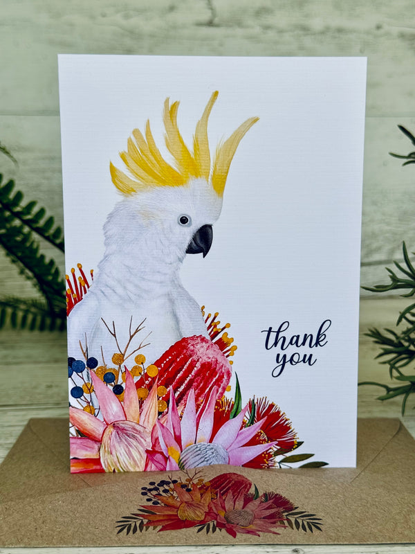 SULPHUR Crested Cockatoo Thank You Cards