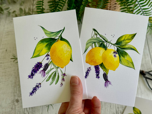 LEMON & LAVENDER cards set of 4