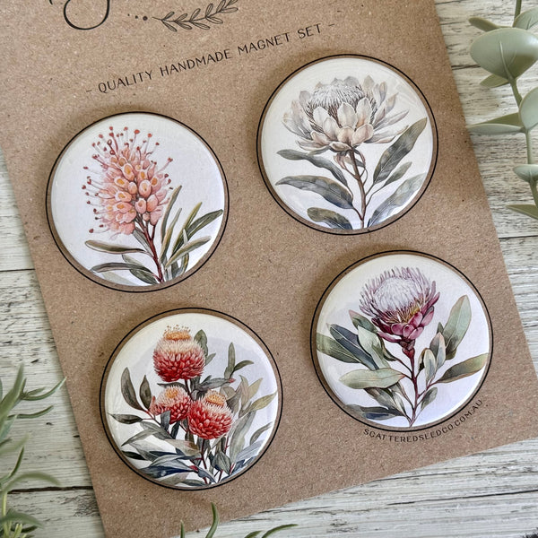 AUSTRALIAN Floral COLLECTION Large Magnets Set of 4 - Set A