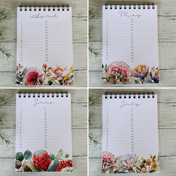 Australian Florals Perpetual Calendar - Birthday Record book