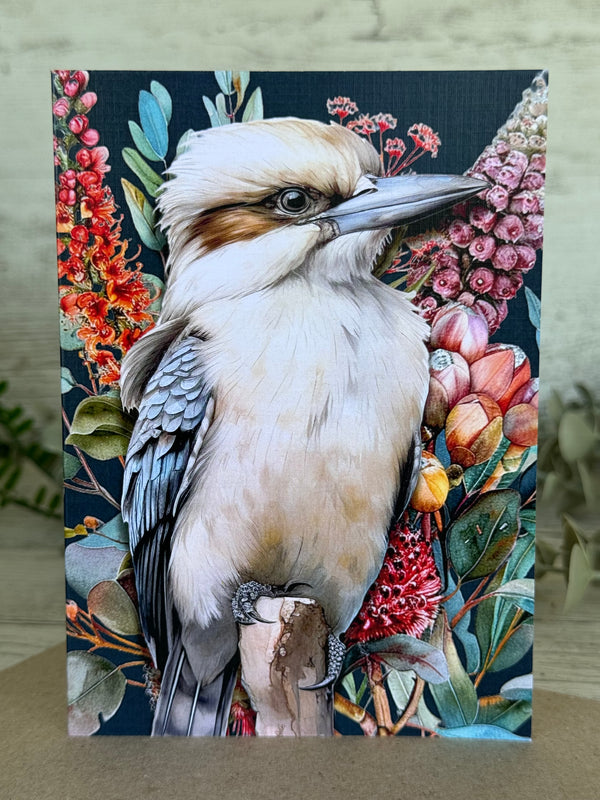 Australian Kookaburra on Native Florals greeting card