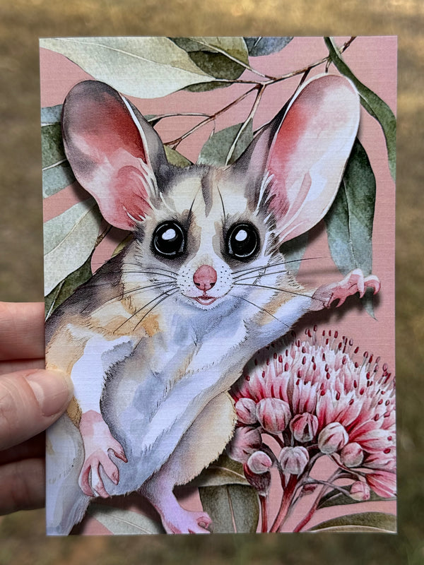 Australian Glider Native Florals greeting card