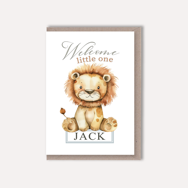 New Baby Boy Personalised Card - Baby Lion