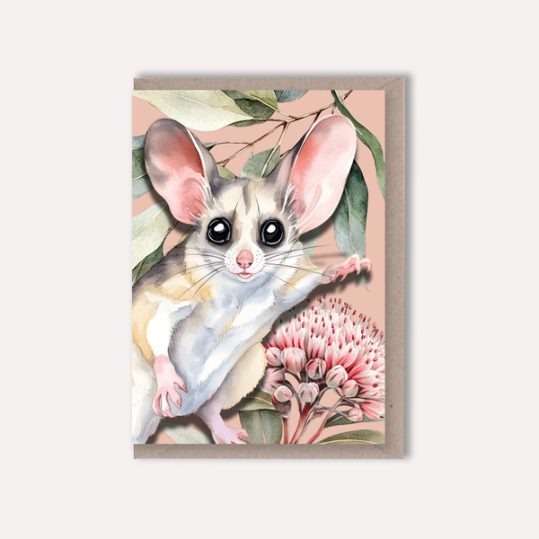 Australian Glider Native Florals greeting card