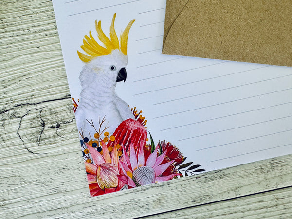 SULPHUR Crested COCKATOO Personalised Writing Paper Set of 20