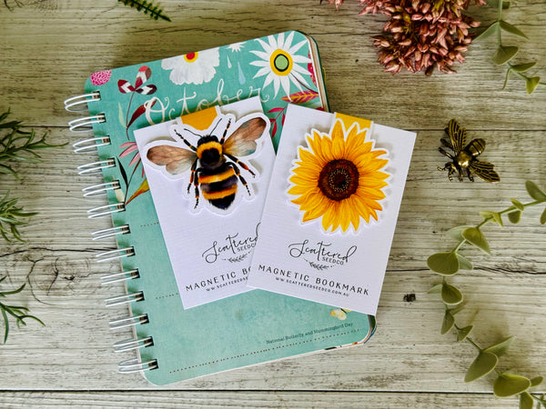 Sunflower and Bee & Honey MAGNETIC BOOKMARKS