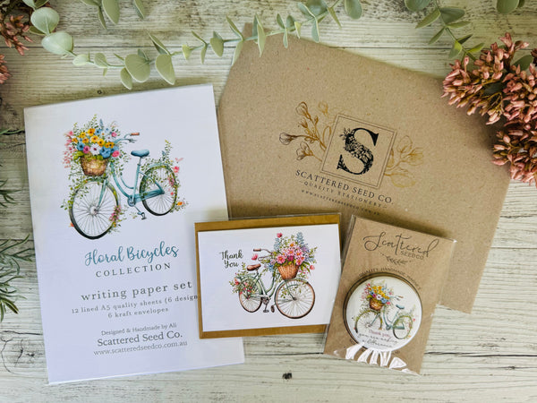 Teacher’s Appreciation Gift Floral Bicycles Stationery gift set