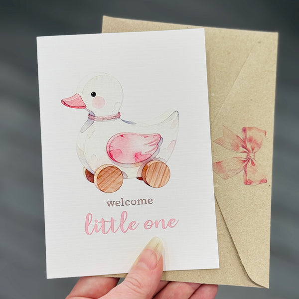 Welcome Baby girl - New Baby Card - Personalised option