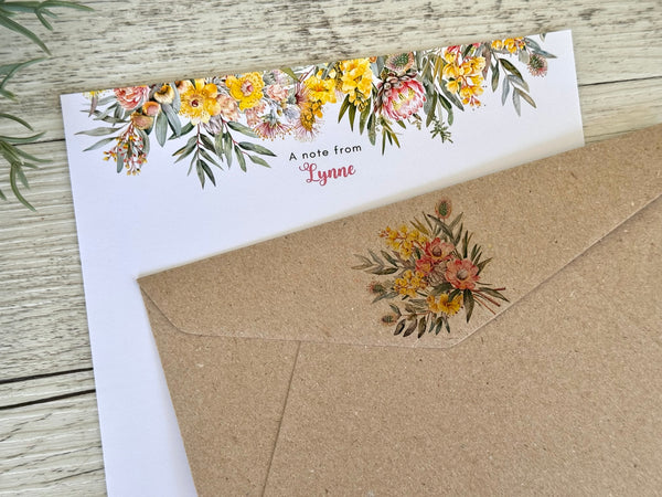 AUSTRALIAN FLORALS Personalised Writing Paper Set of 20