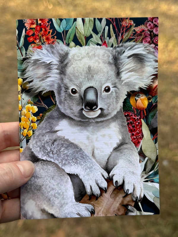 Australian Koala on Native Florals greeting card