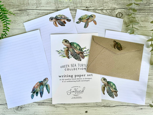 Green Sea Turtles Writing Paper Set (Non-Personalised)