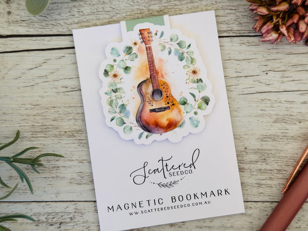 Floral acoustic guitar MAGNETIC BOOKMARK