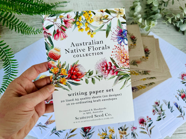 AUSTRALIAN Native Floral Writing set 20 pages 10 envelopes