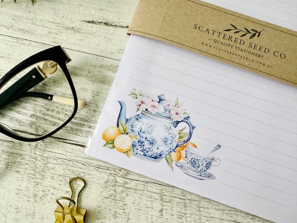 Blue & White Teapot Personalised Writing Paper Set