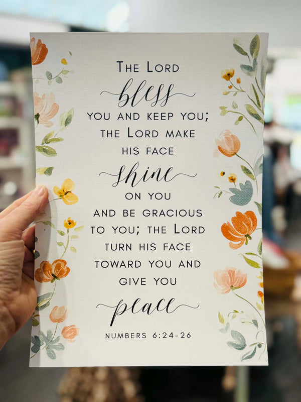 Art Print - The Lord Bless you & keep you Floral Scripture A4 Wall Art Print - Numbers 6:24-26 (Copy)