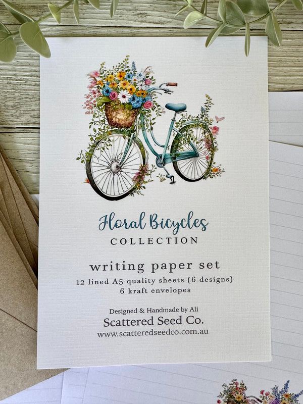 Floral Bicycles Writing Paper Set (Non-Personalised)