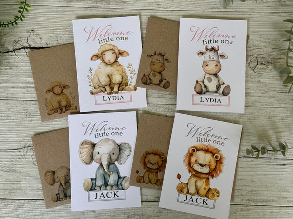 New Baby Boy Personalised Card - Baby Lion