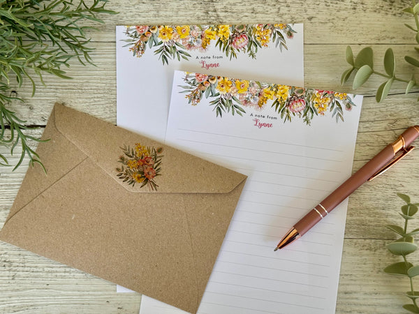 AUSTRALIAN FLORALS Personalised Writing Paper Set of 20