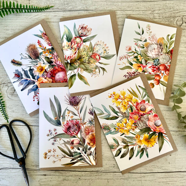 Boxed Card Gift set of 10 - Australian Florals blank cards set