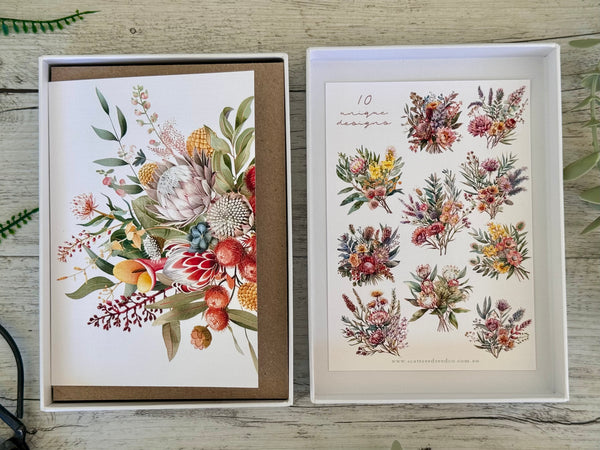 Boxed Card Gift set of 10 - Australian Florals blank cards set