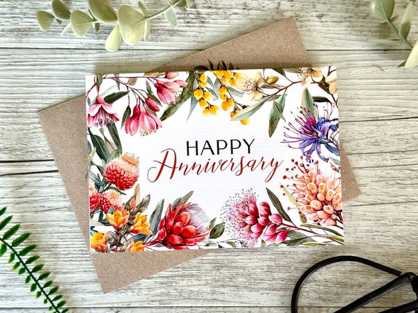 Australian Native Florals Anniversary Card