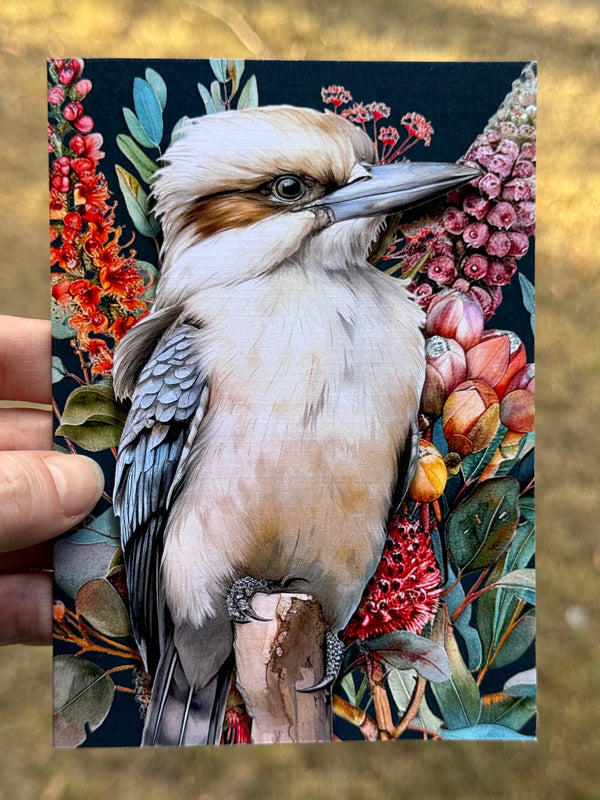 Australian Kookaburra on Native Florals greeting card