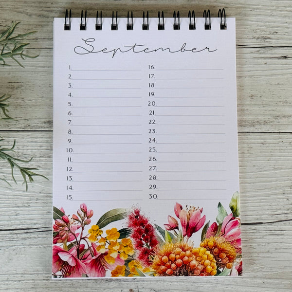 Australian Florals Perpetual Calendar - Birthday Record book