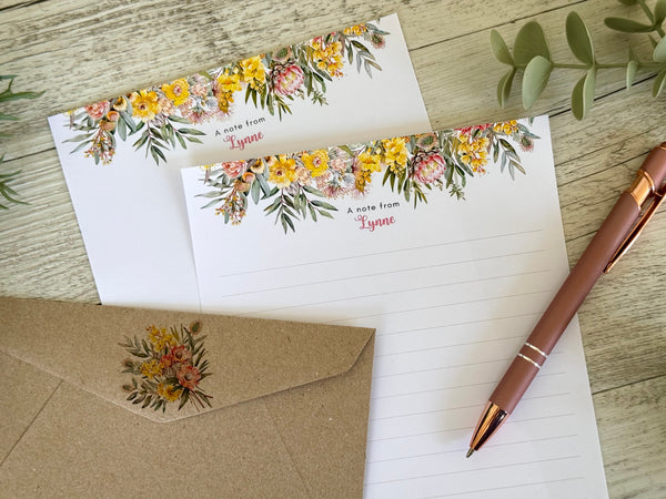 AUSTRALIAN FLORALS Personalised Writing Paper Set of 20